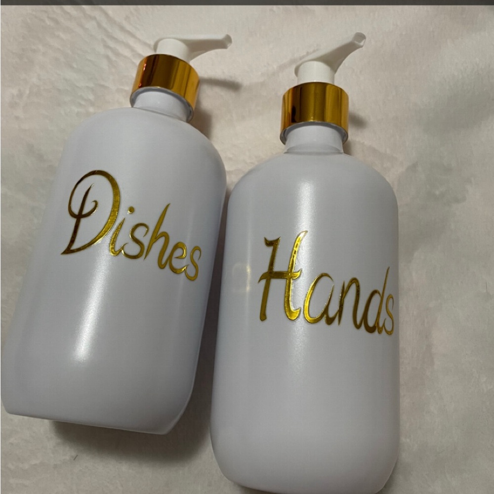 Amazon White and Gold Soap Dispenser Set